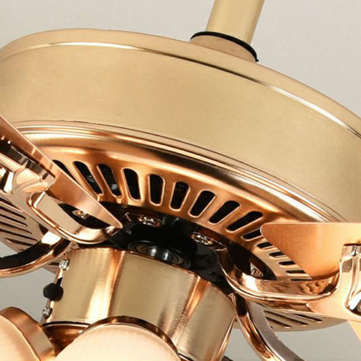 Gold Glass Floral Shade 5 Blade Ceiling Fan Light Image - 14