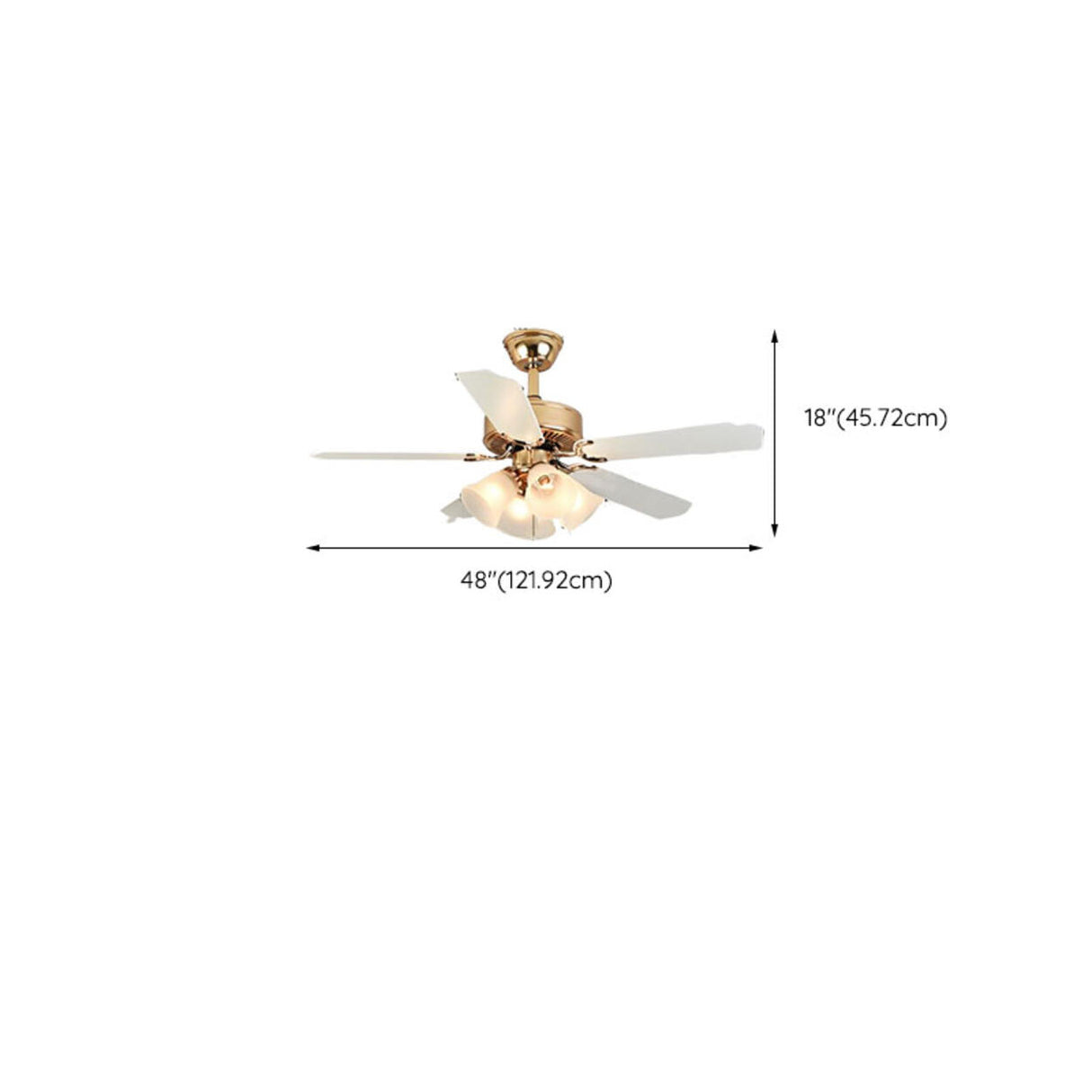 Gold Glass Floral Shade 5 Blade Ceiling Fan Light Image - 18