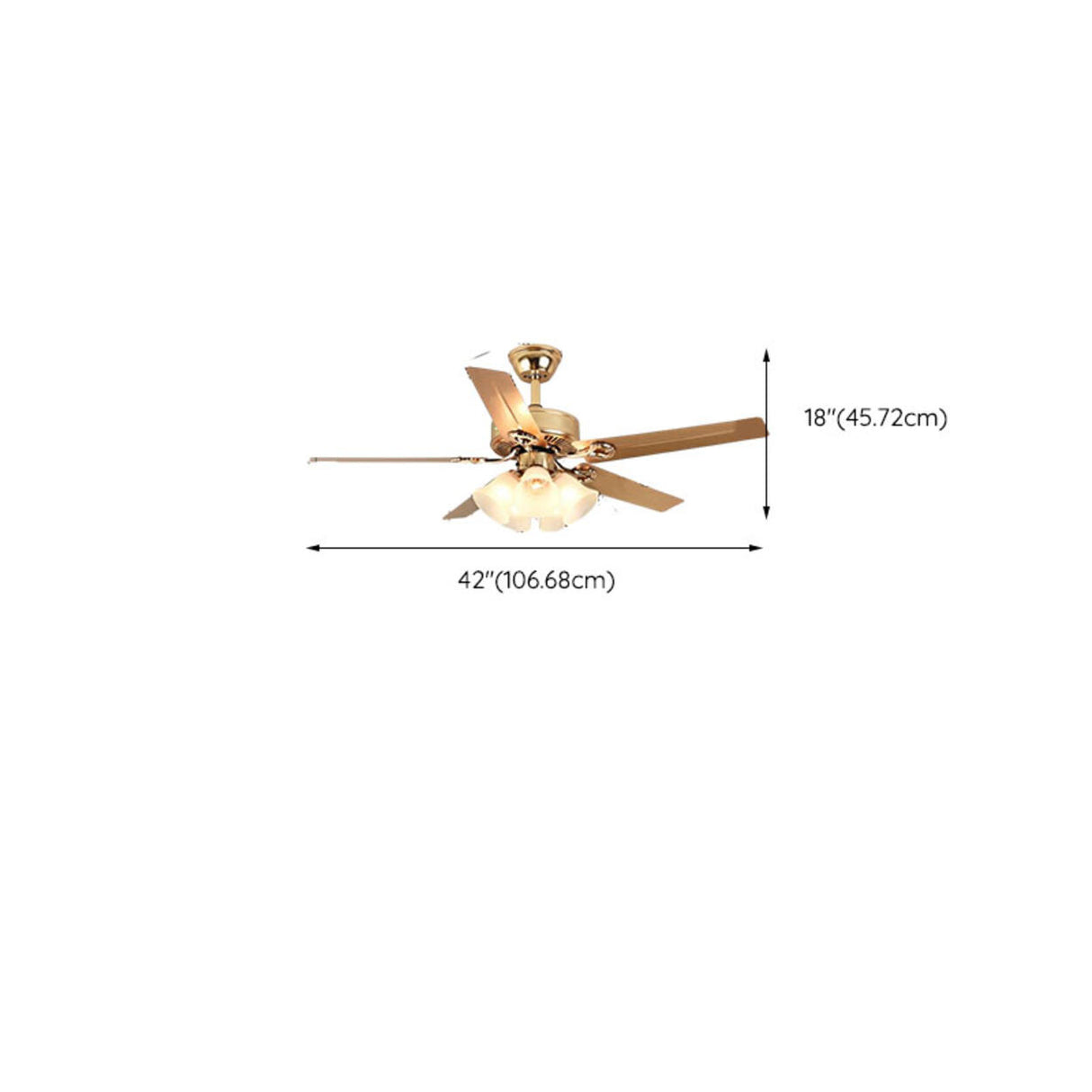 Gold Glass Floral Shade 5 Blade Ceiling Fan Light Image - 19