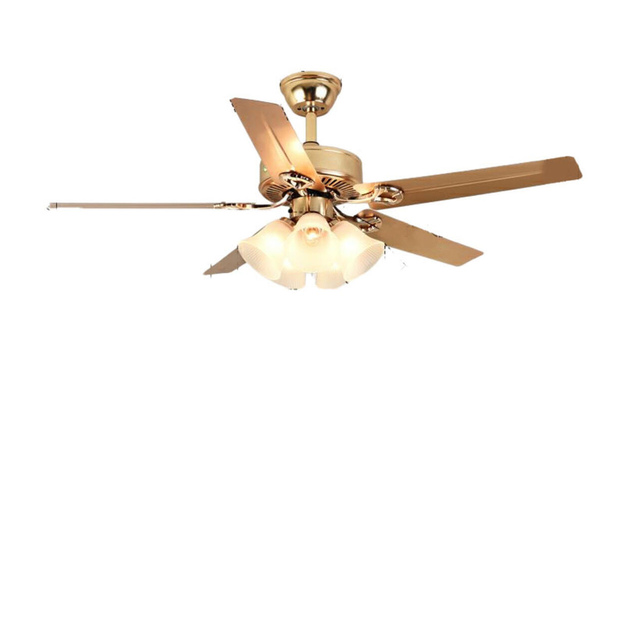 Gold Glass Floral Shade 5 Blade Ceiling Fan Light Image - 5