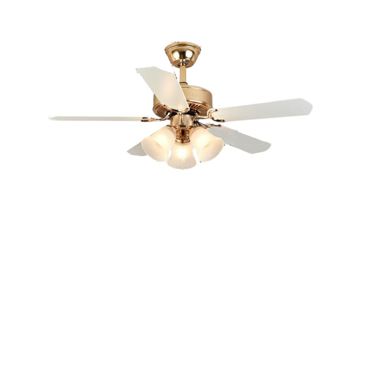 Gold Glass Floral Shade 5 Blade Ceiling Fan Light Image - 7