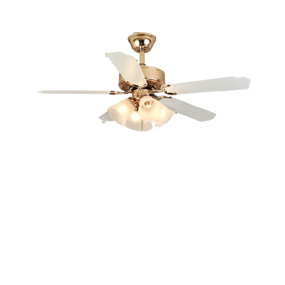 Gold Glass Floral Shade 5 Blade Ceiling Fan Light Image - 9