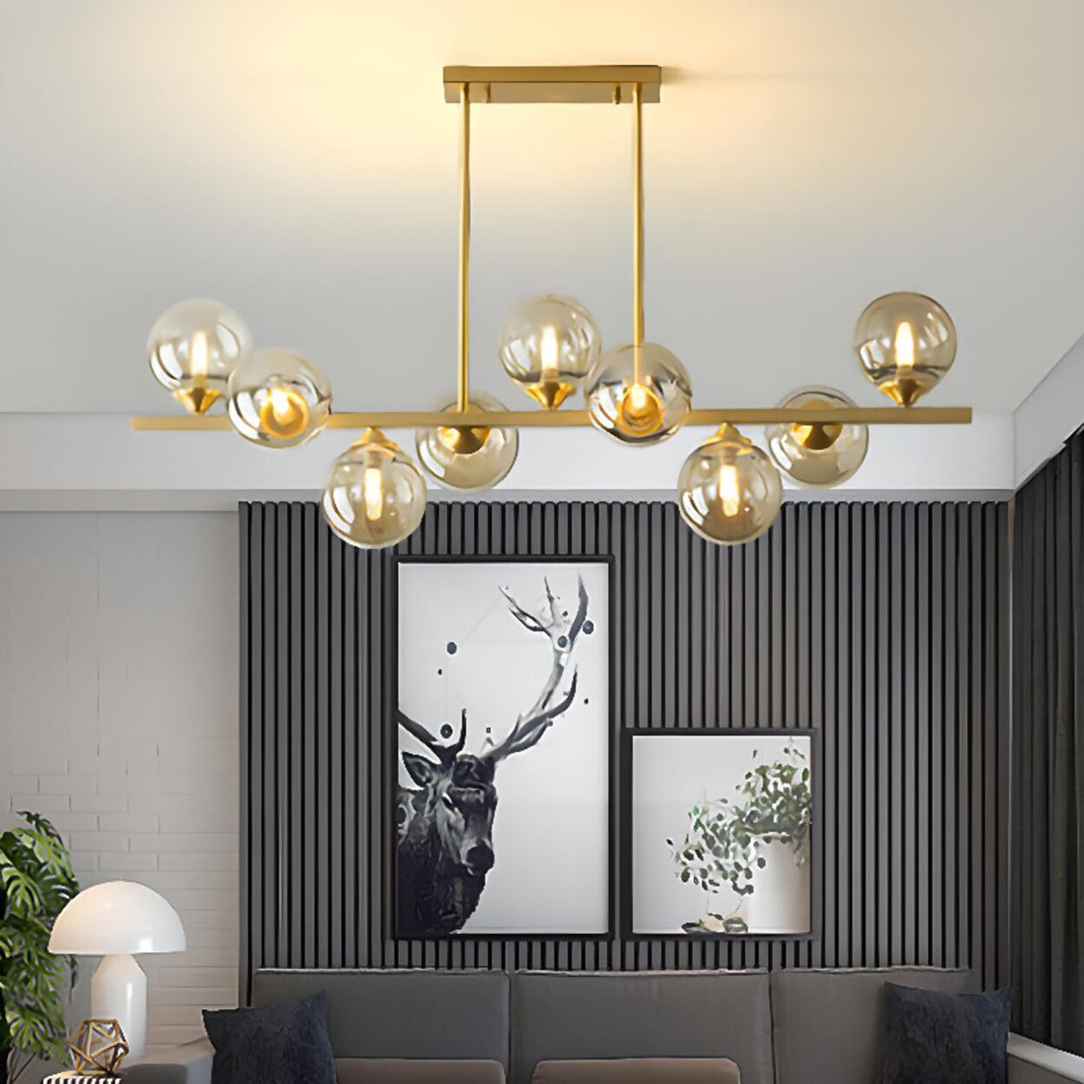 Gold Globe Pendant Kitchen Island Chandelier Light Image - 1