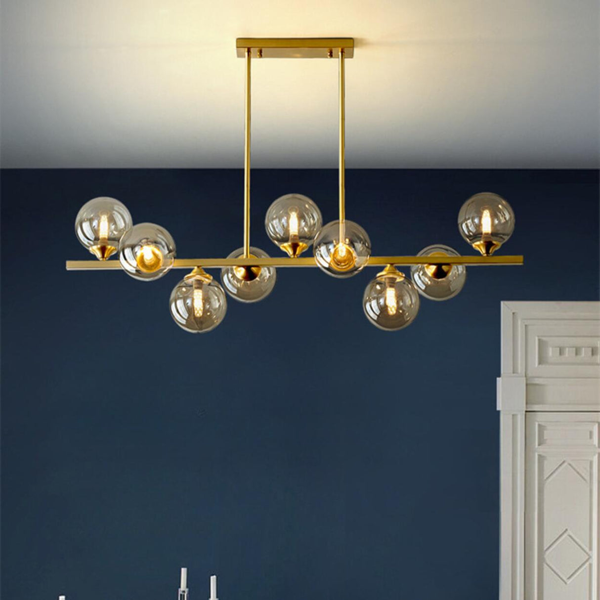 Gold Globe Pendant Kitchen Island Chandelier Light Image - 3