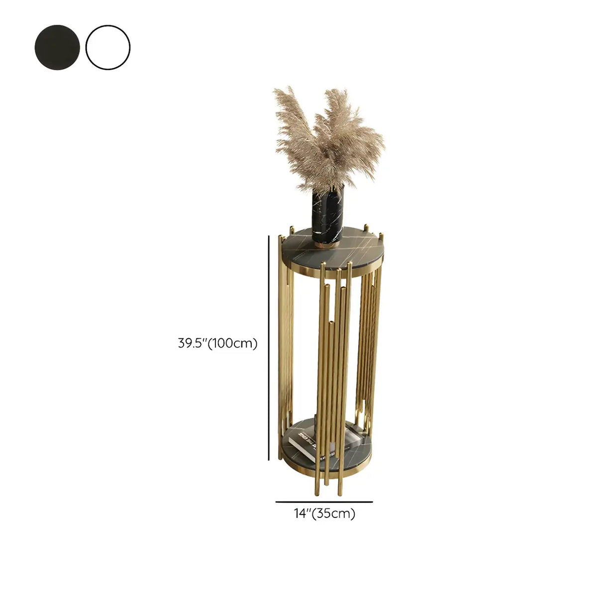 Gold Indoor Elegance Round Metal Plant Stand Table Image - 16