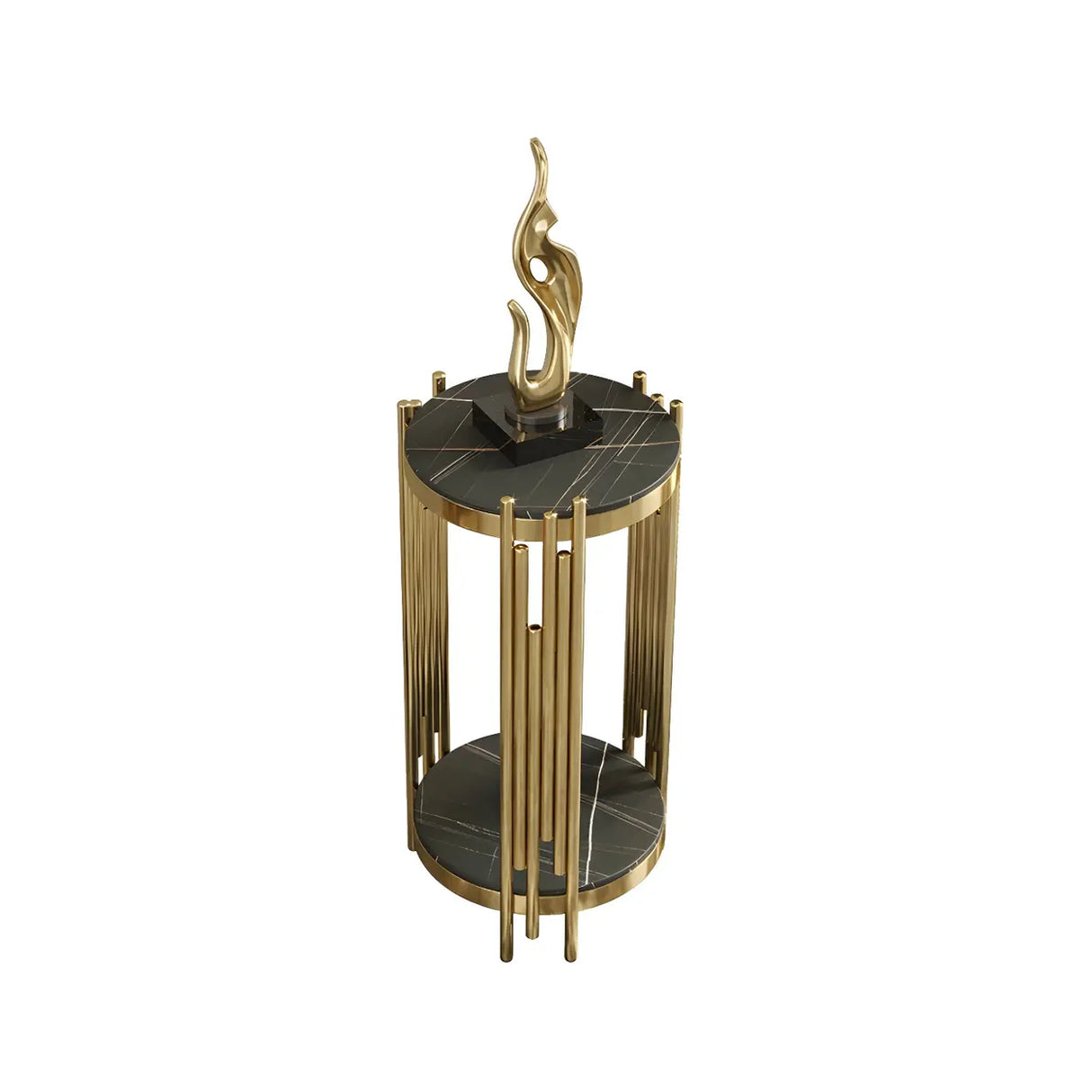 Gold Indoor Elegance Round Metal Plant Stand Table Image - 3