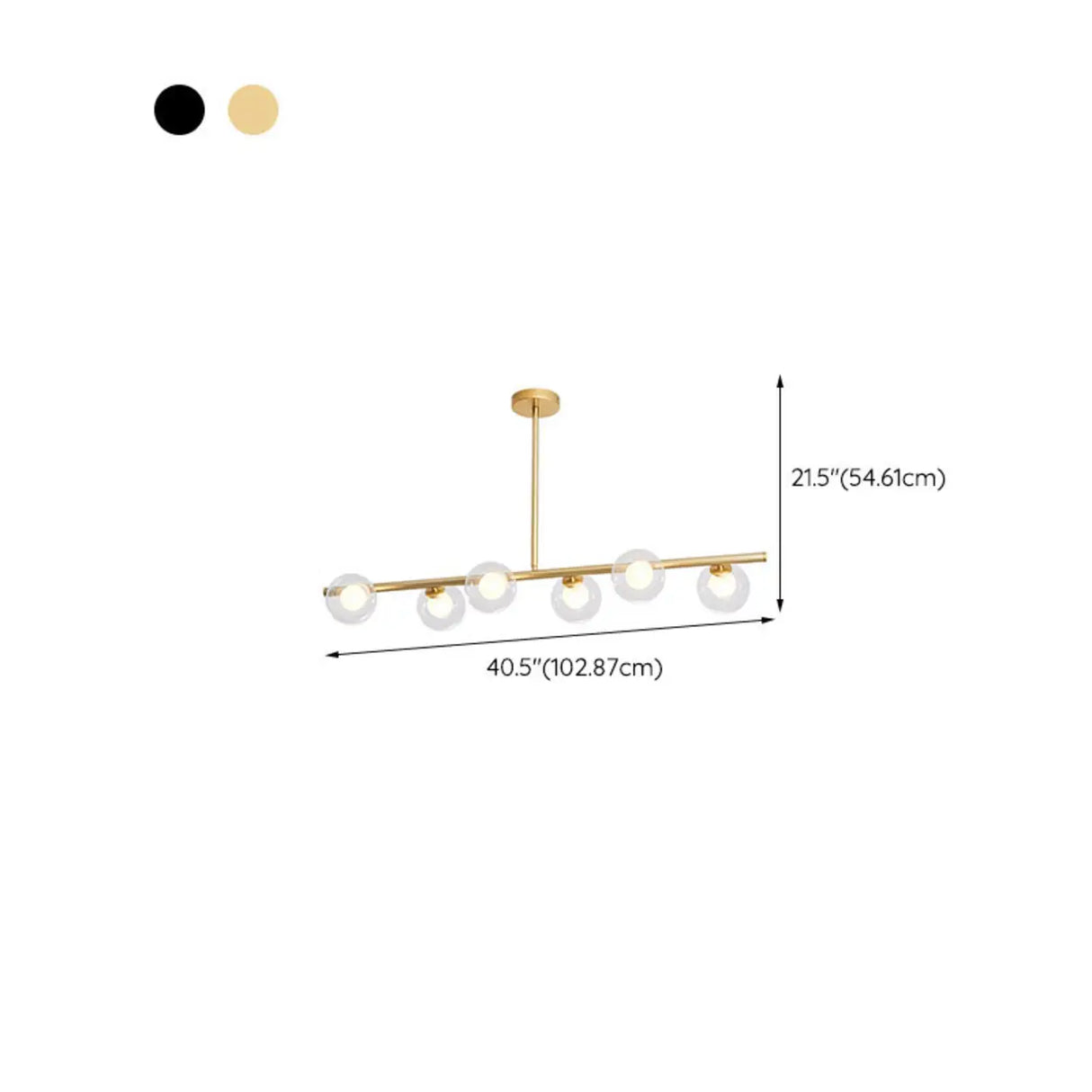 Gold Linear 6-Light Glass Globe Island Hanging Light