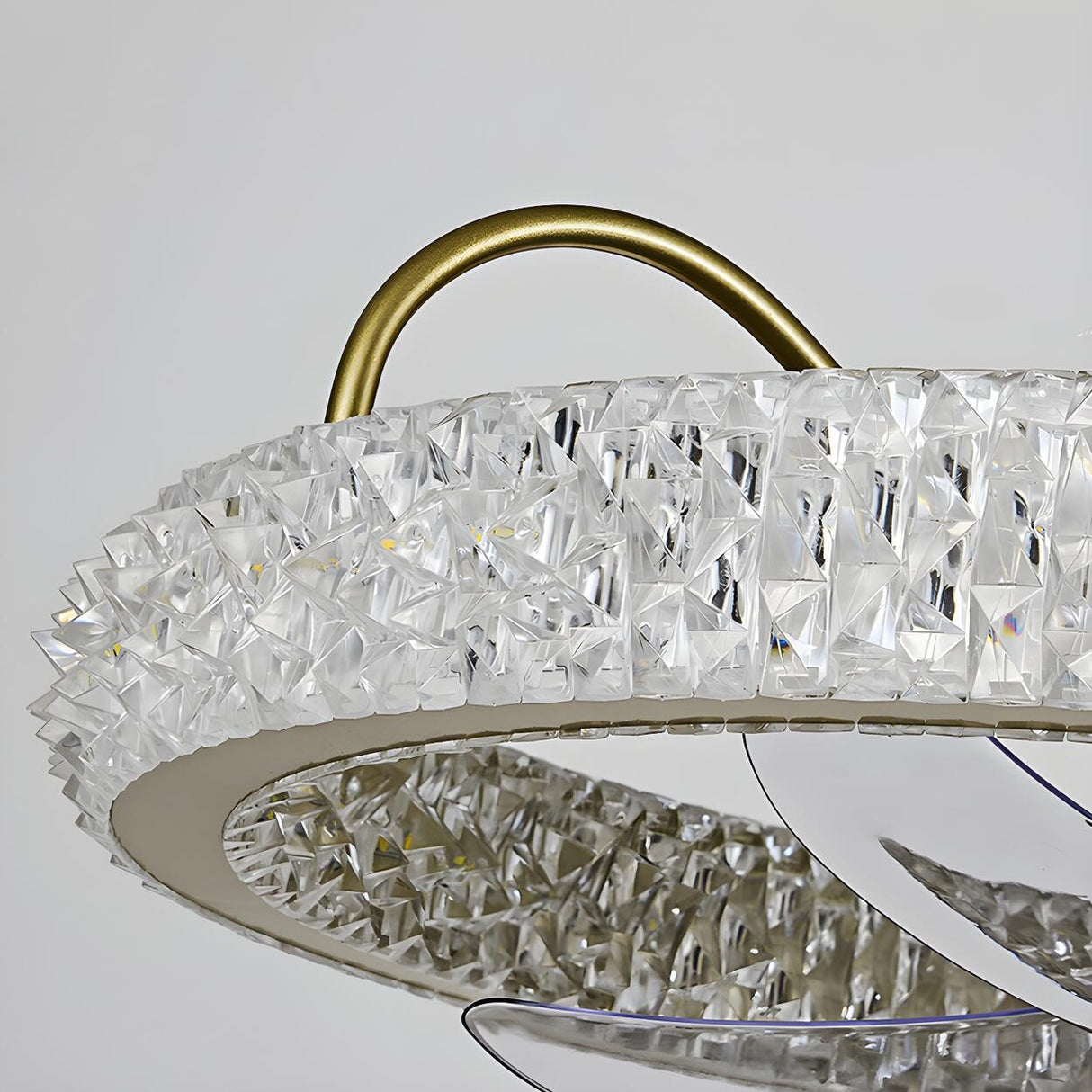 Gold Luxury Crystal Round Remote Ceiling Fan with Light Image - 10