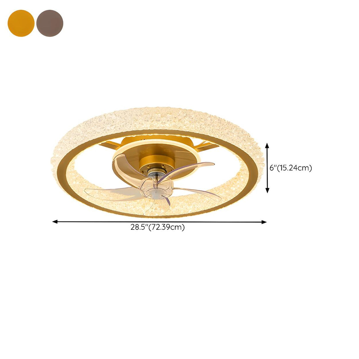 Gold Luxury Crystal Round Remote Ceiling Fan with Light Image - 19
