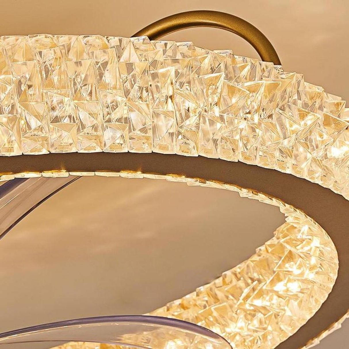 Gold Luxury Crystal Round Remote Ceiling Fan with Light Image - 4