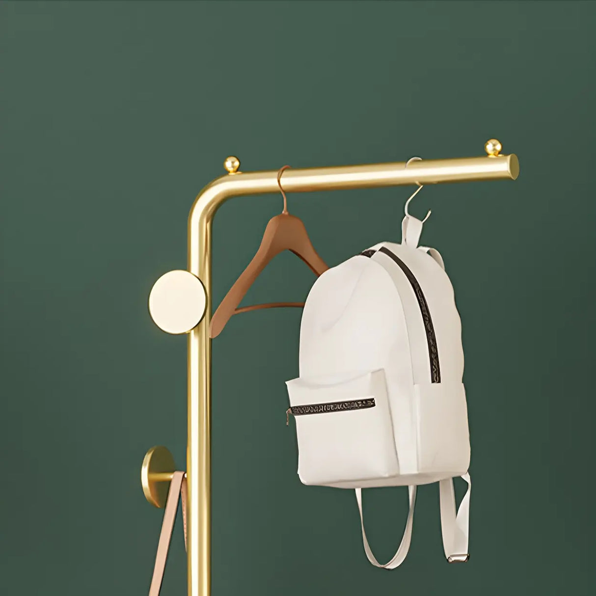 Gold Metal Marble Base Freestanding Coat Rack with Hooks Image - 11