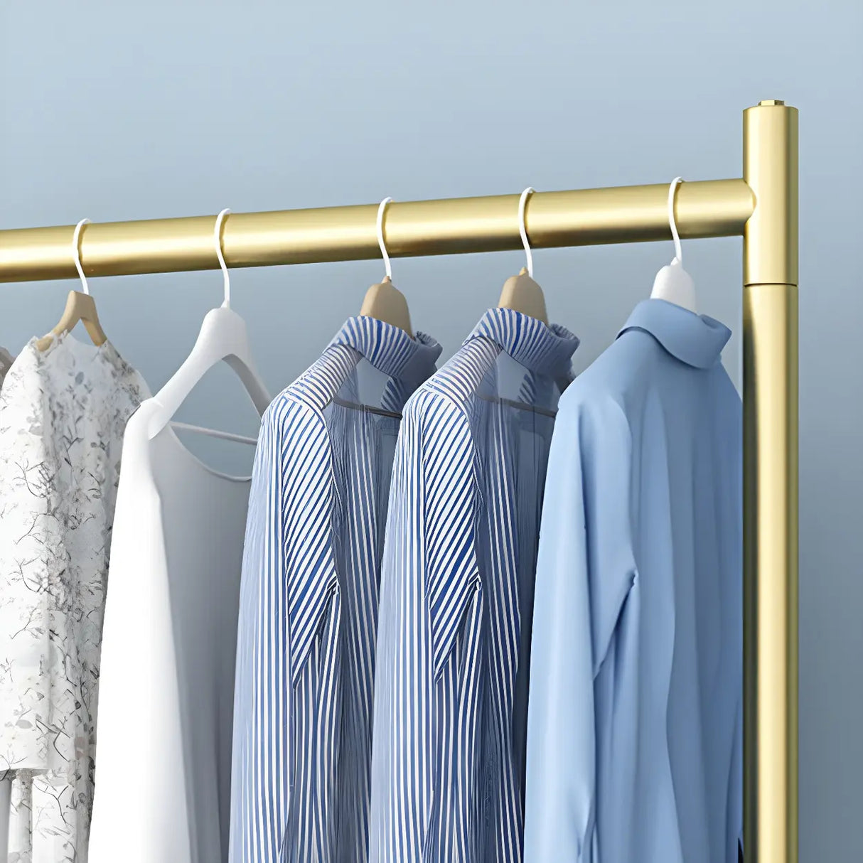 Gold Metal Rolling Coat Rack with Hangers and Casters Image - 6