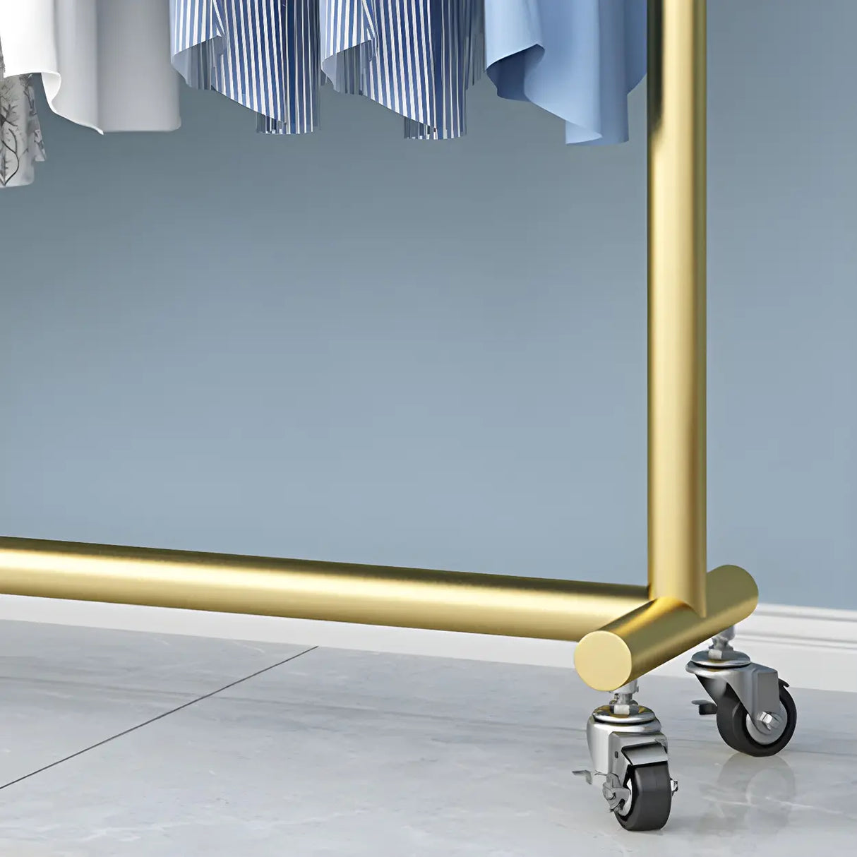 Gold Metal Rolling Coat Rack with Hangers and Casters Image - 7