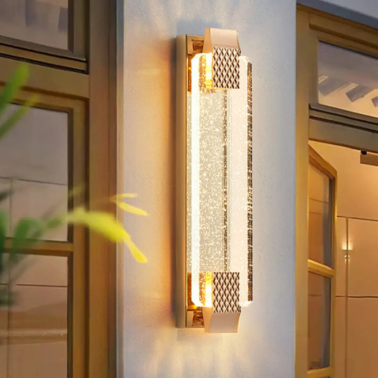Gold Modern Geometric Crystal Outdoor Wall Lights Image - 20