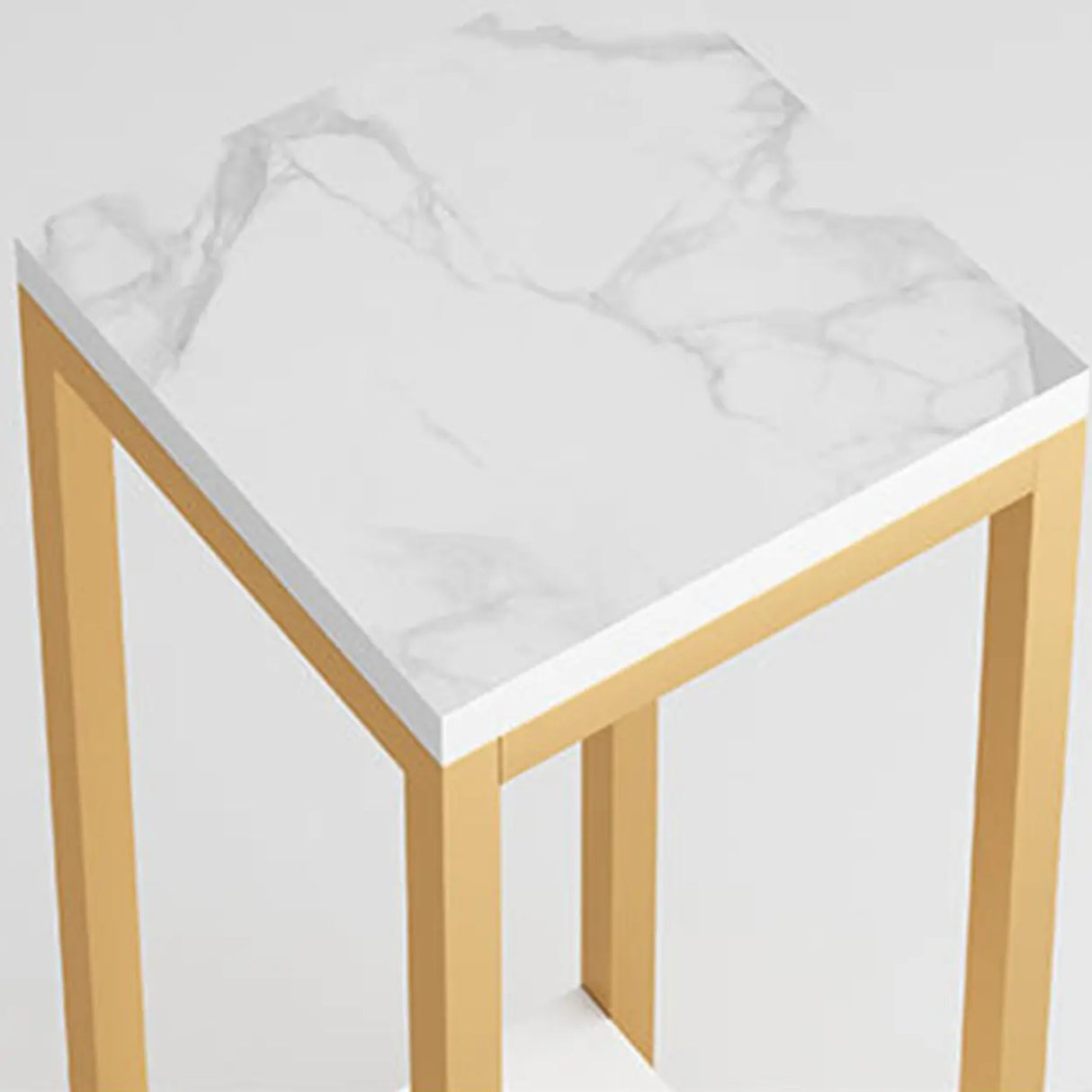 Gold Modern Square Wood 2 Tiers Display Plant Table Image - 21