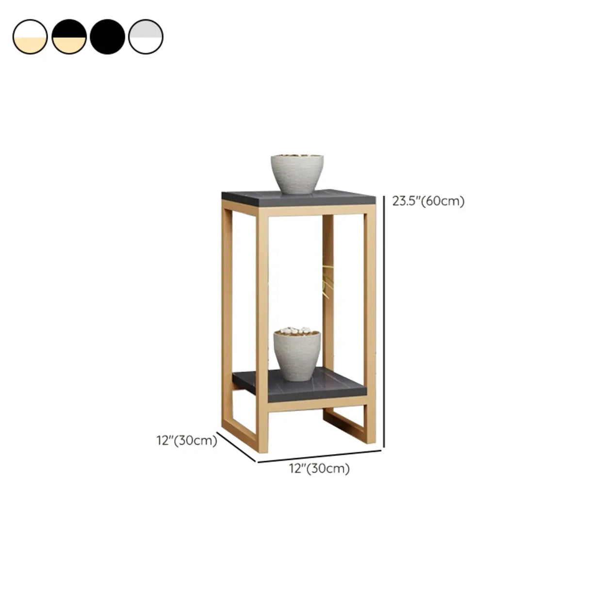 Gold Modern Square Wood 2 Tiers Display Plant Table Image - 29