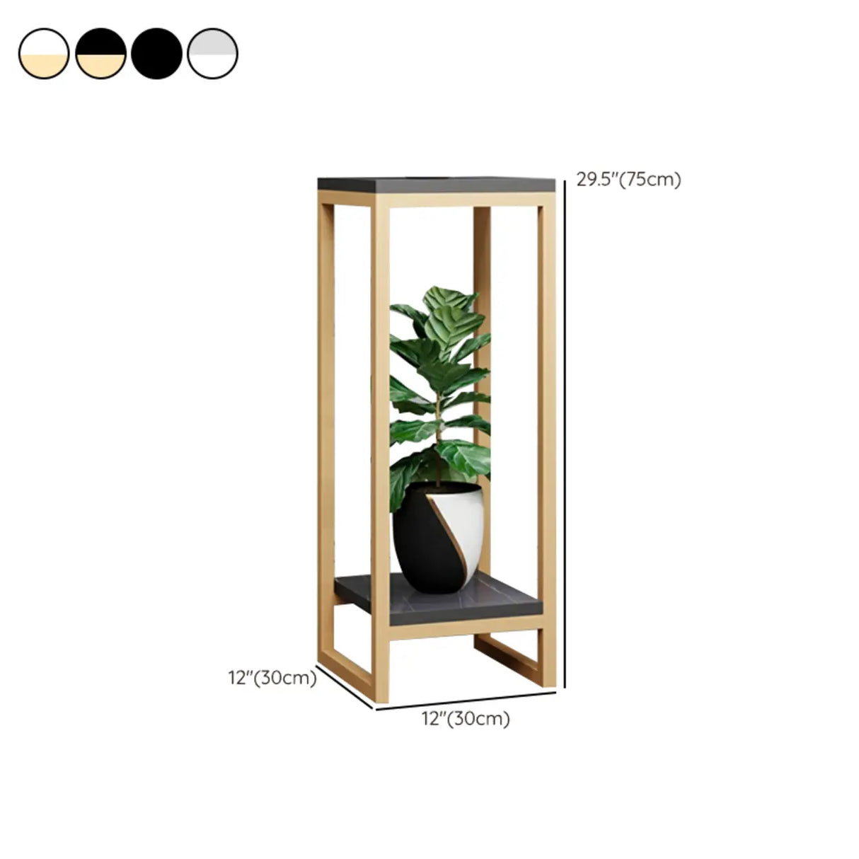 Gold Modern Square Wood 2 Tiers Display Plant Table Image - 30