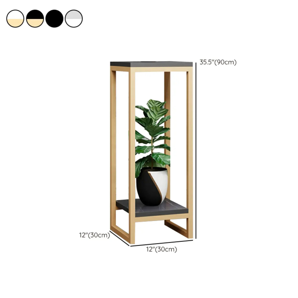 Gold Modern Square Wood 2 Tiers Display Plant Table Image - 31