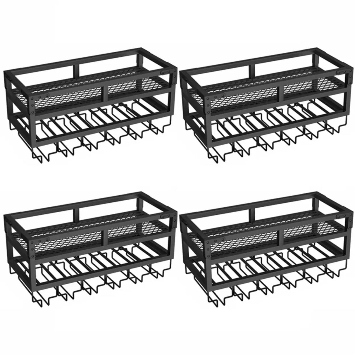 Gold Rectangle Metal Wall-Mount Stemware Holder Wine Rack Image - 12