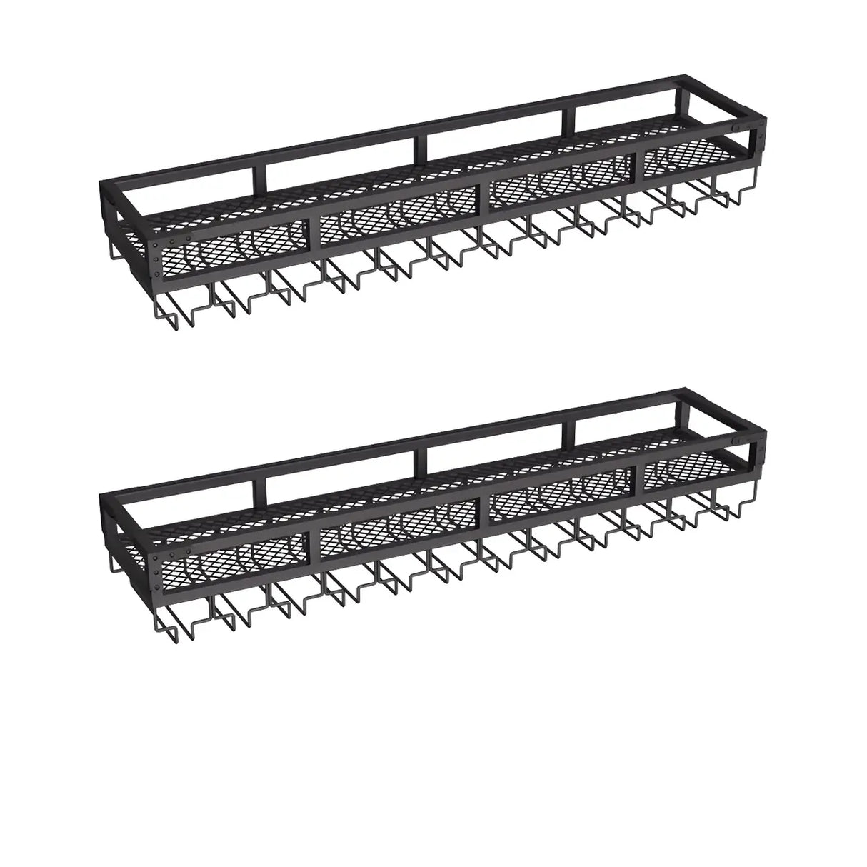 Gold Rectangle Metal Wall-Mount Stemware Holder Wine Rack Image - 55