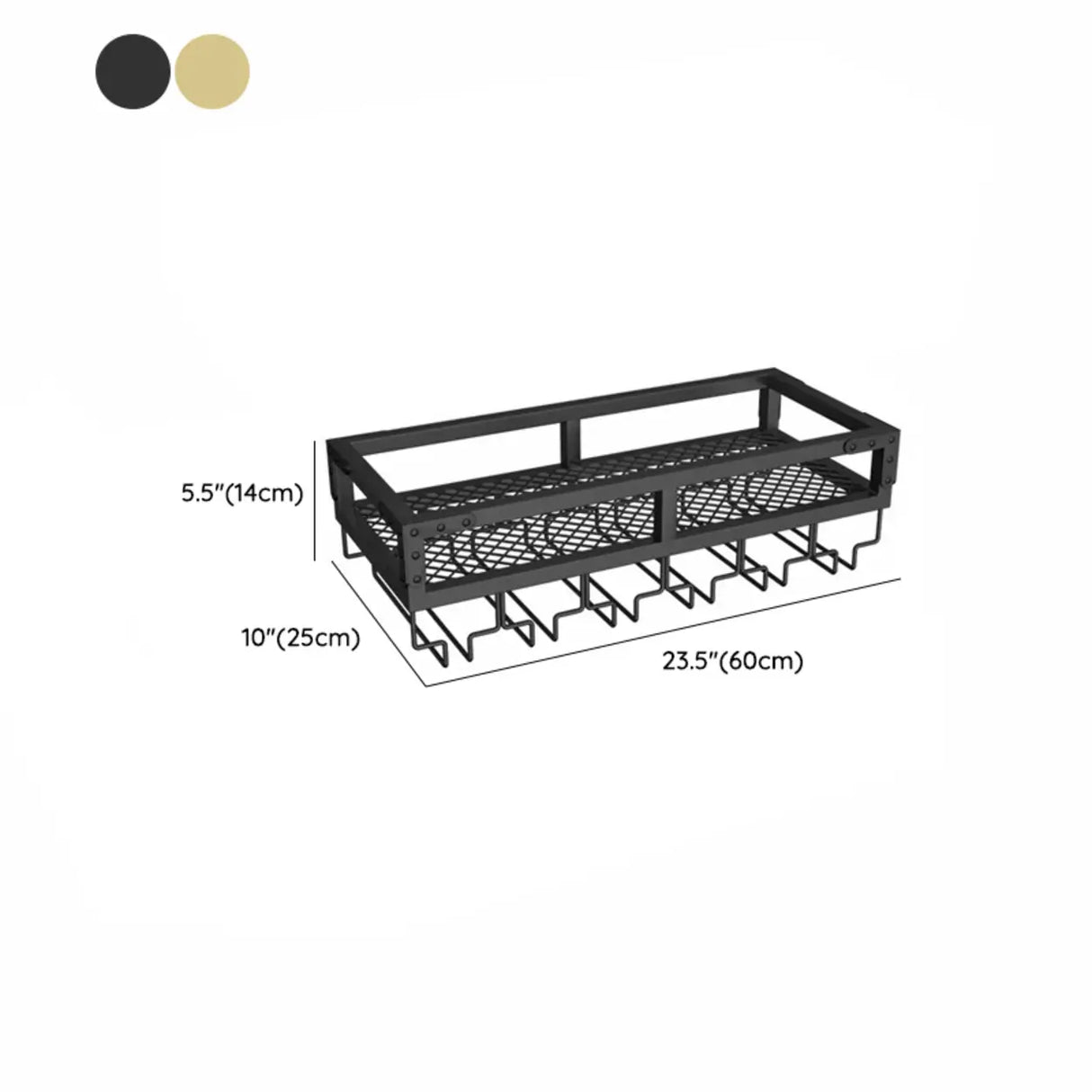 Gold Rectangle Metal Wall-Mount Stemware Holder Wine Rack