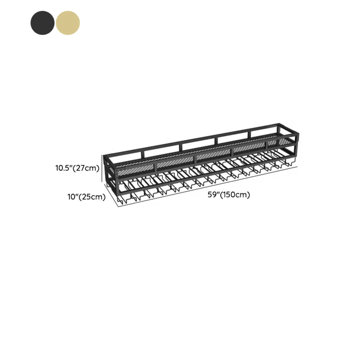 Gold Rectangle Metal Wall-Mount Stemware Holder Wine Rack Image - 81