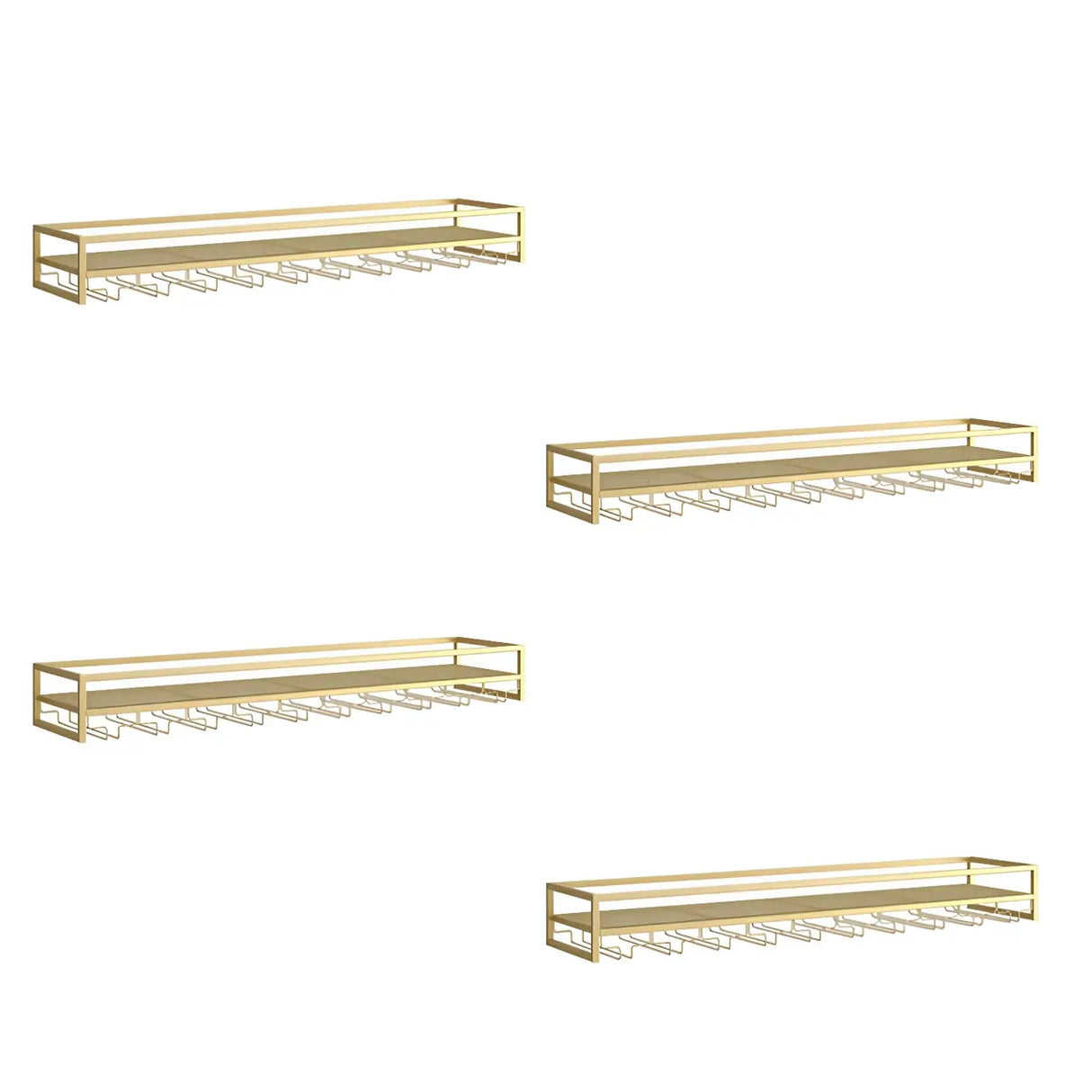Gold Rectangular Metal Floating Wall Mount Holder Wine Rack Image - 10