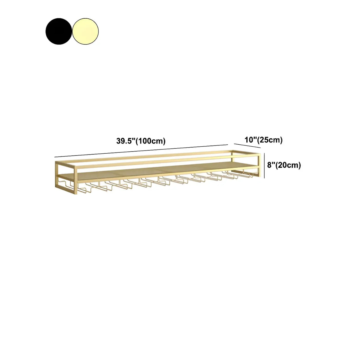Gold Rectangular Metal Floating Wall Mount Holder Wine Rack