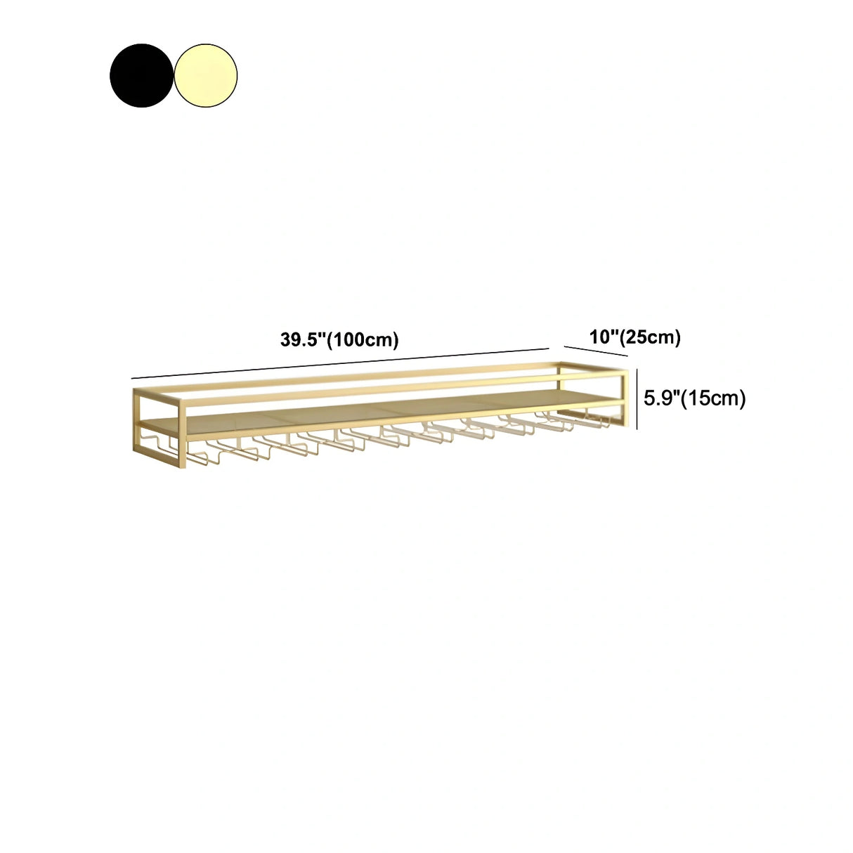Gold Rectangular Metal Floating Wall Mount Holder Wine Rack