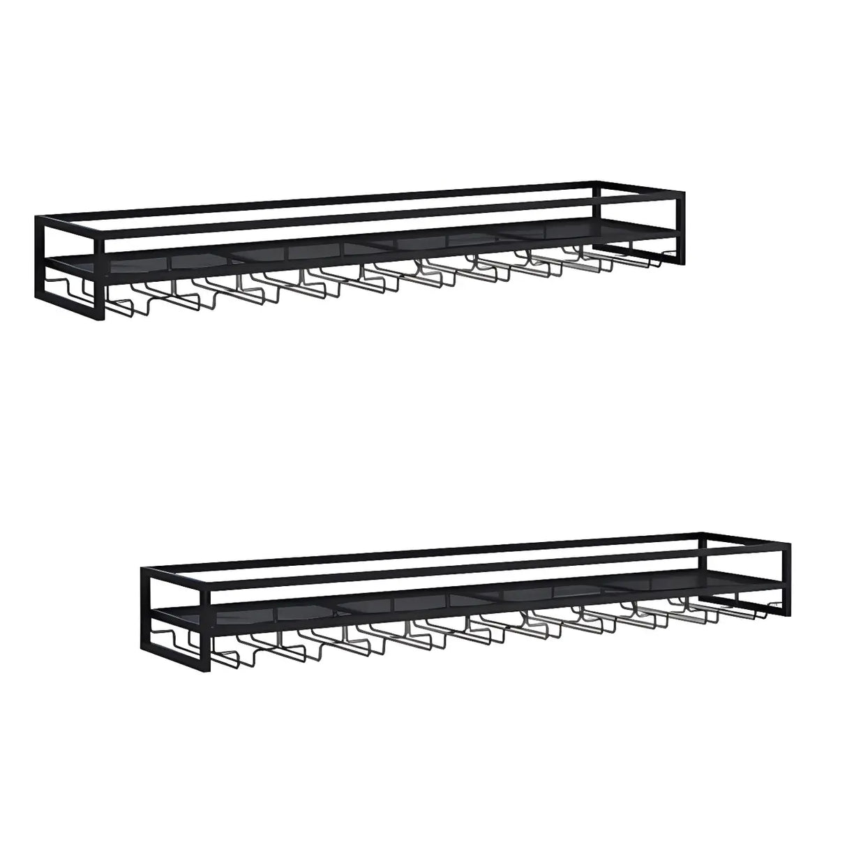 Gold Rectangular Metal Floating Wall Mount Holder Wine Rack Image - 3