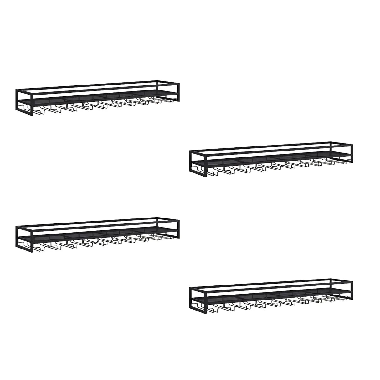 Gold Rectangular Metal Floating Wall Mount Holder Wine Rack Image - 5