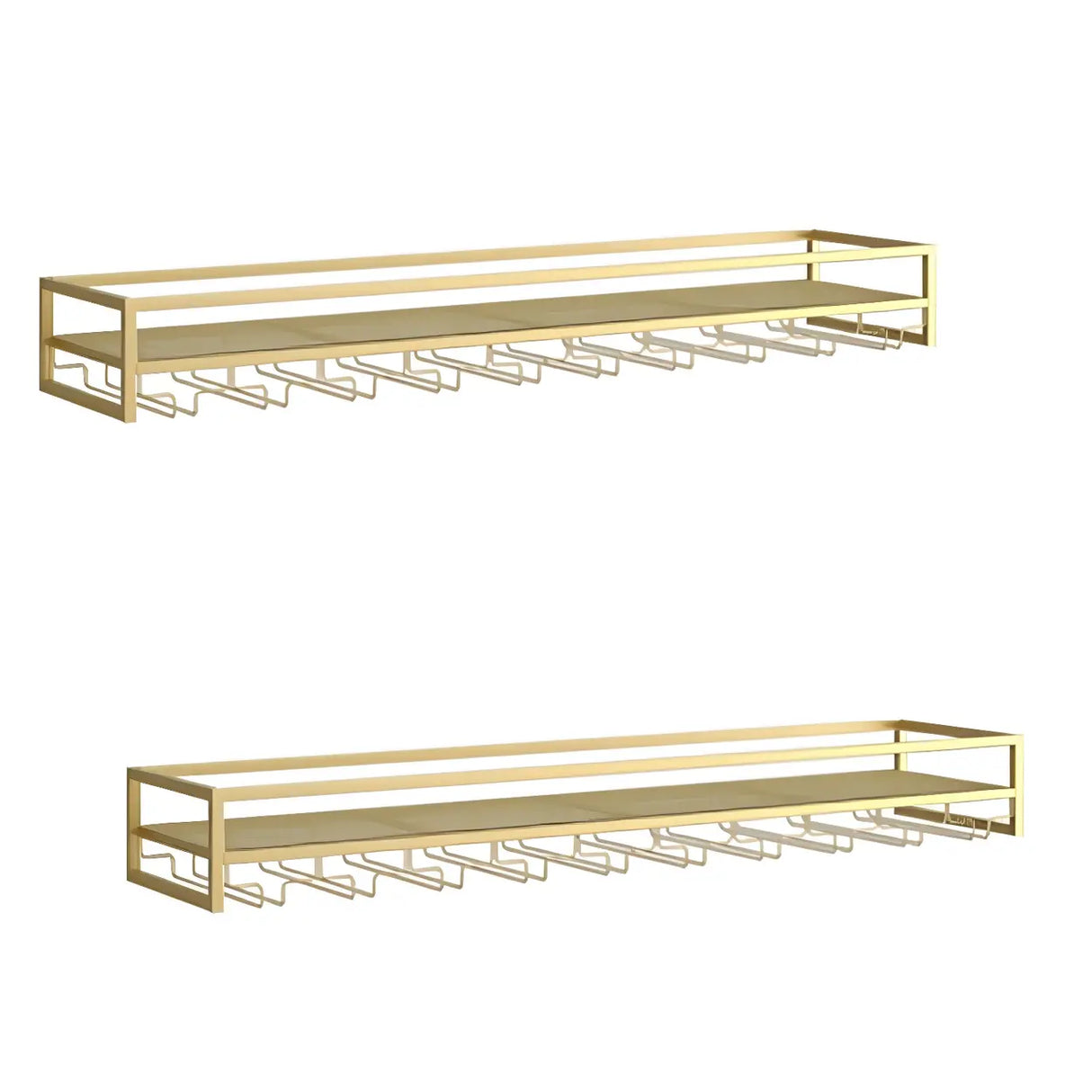 Gold Rectangular Metal Floating Wall Mount Holder Wine Rack Image - 8