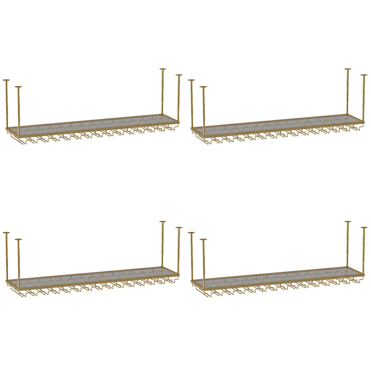 Gold Rectangular Metal Hanging Bar Adjustable Wine Glass Rack Image - 39