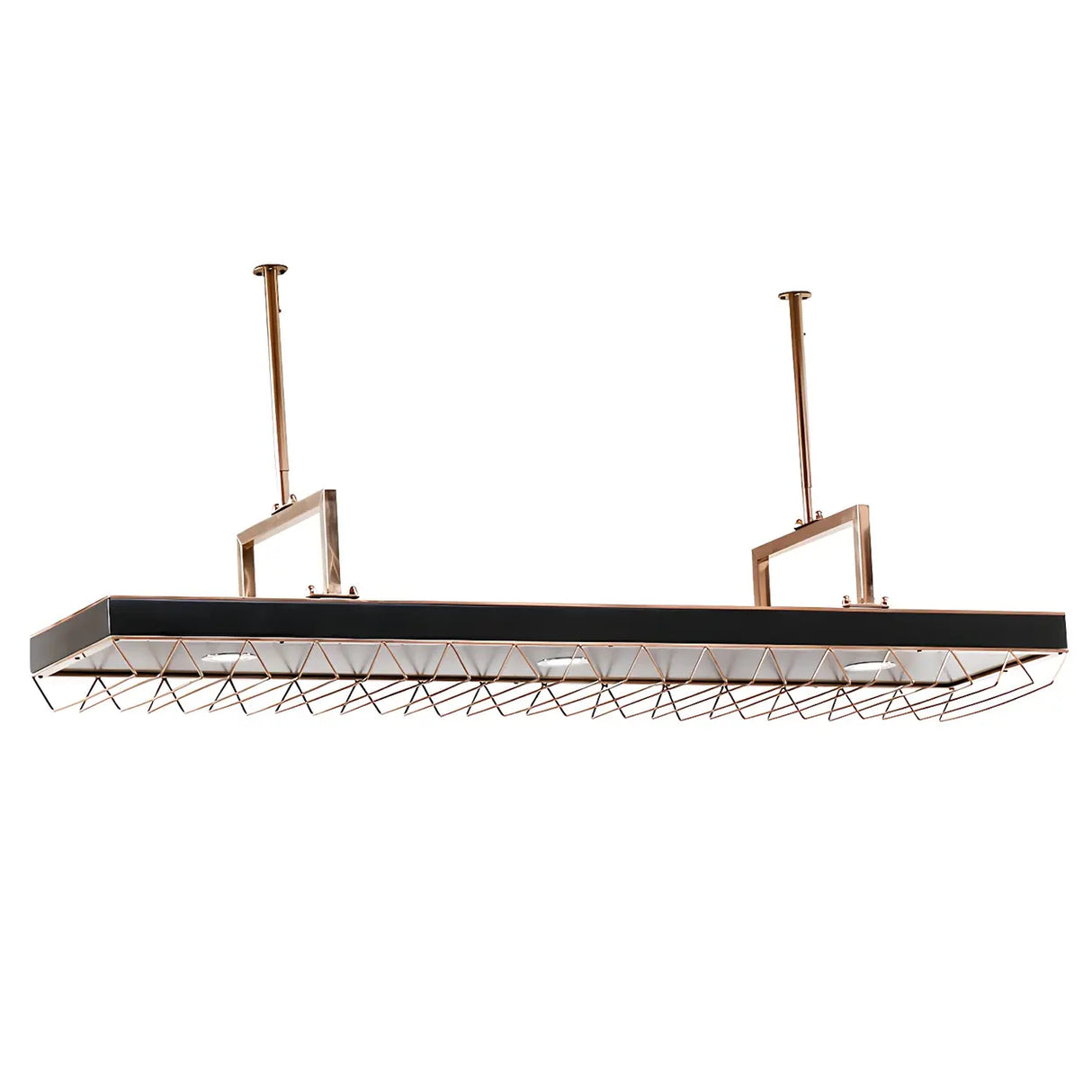 Gold Rectangular Metal Hanging Wine Rack Glass Holder Image - 7