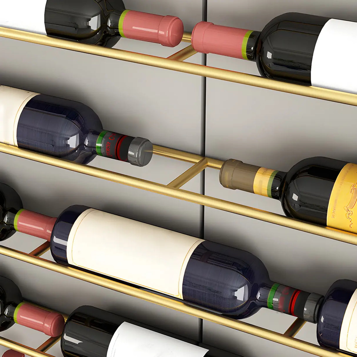 Gold Round Iron Floating Wall Stemware Holders Wine Rack Image - 12