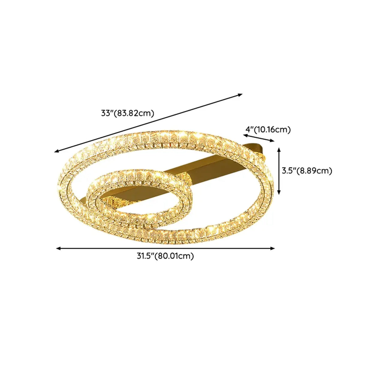 Gold Two Circular Crystal Semi-Flush Mount Ceiling Lamp Image - 21