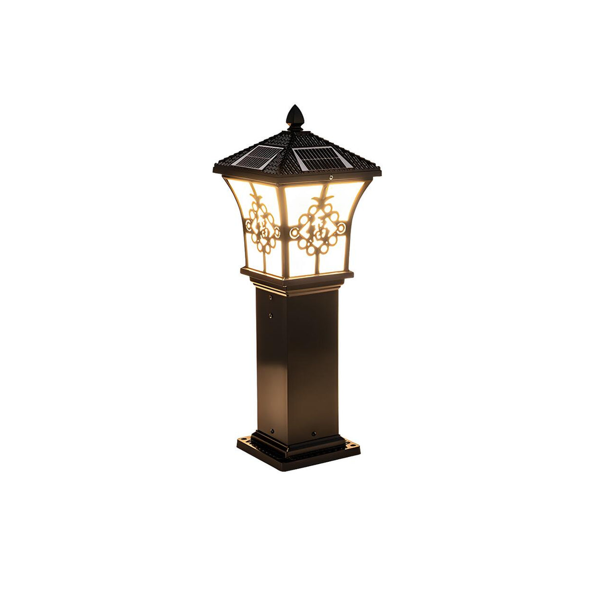 Golden Vintage Garden Post Light Landscape Lighting Image - 11