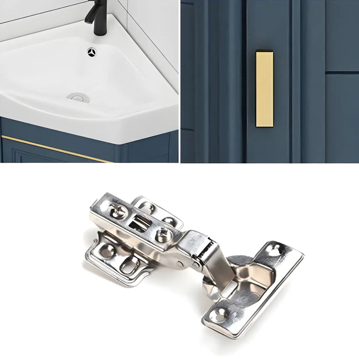 Gorgeous Sink Blue Tone Free-standing Corner Bathroom Vanity Image - 19