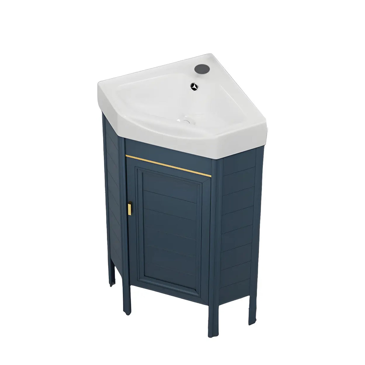 Gorgeous Sink Blue Tone Free-standing Corner Bathroom Vanity Image - 2