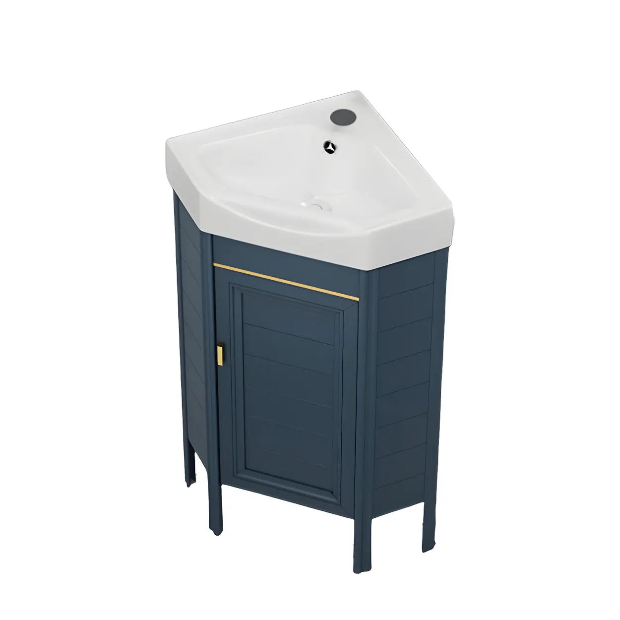 Gorgeous Sink Blue Tone Free-standing Corner Bathroom Vanity Image - 2