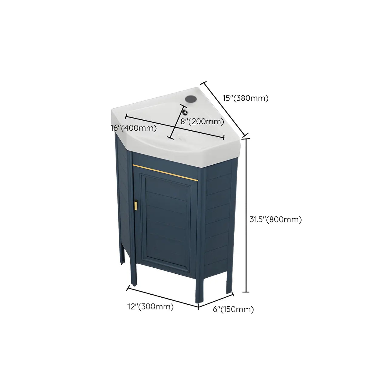 Gorgeous Sink Blue Tone Free-standing Corner Bathroom Vanity