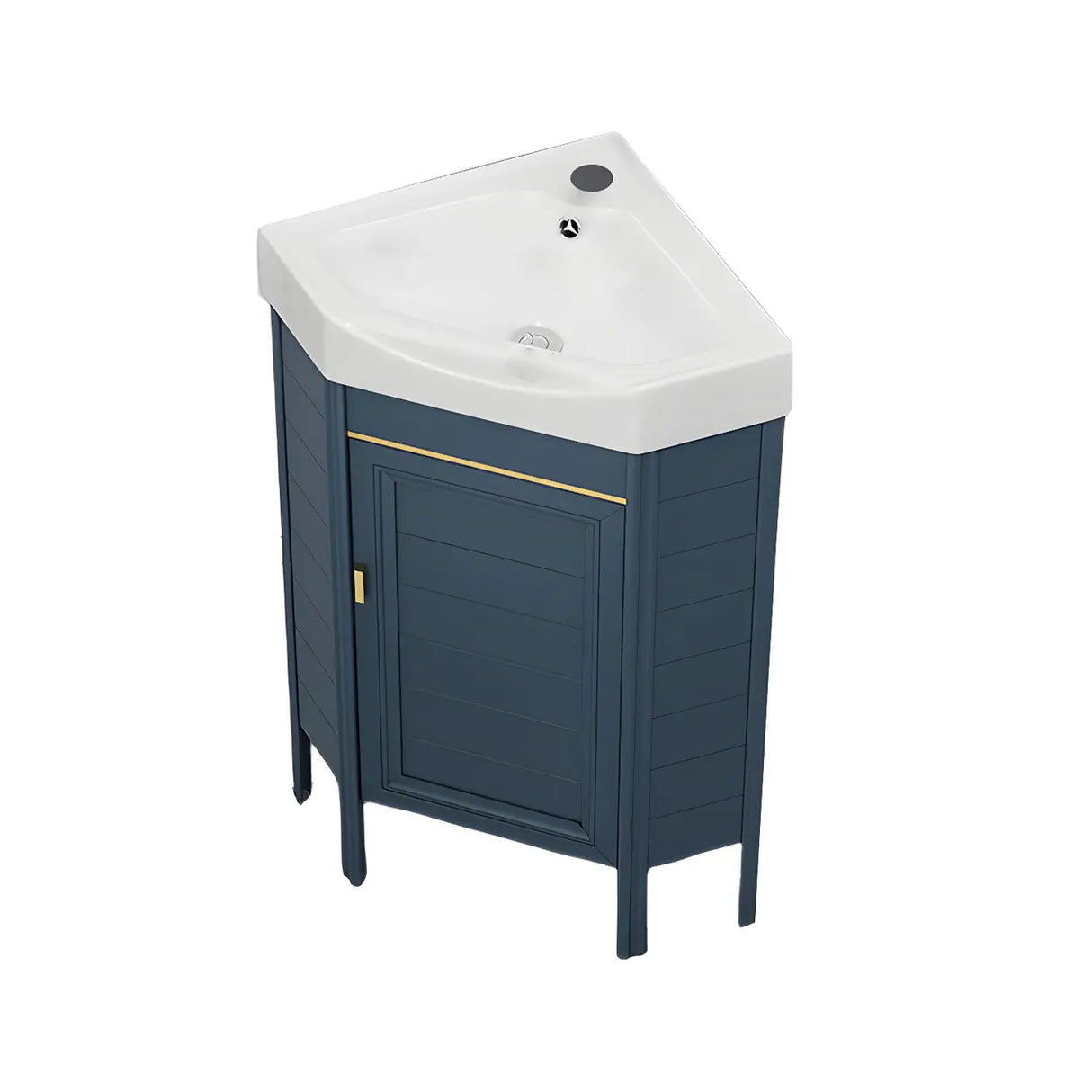 Gorgeous Sink Blue Tone Free-standing Corner Bathroom Vanity Image - 3
