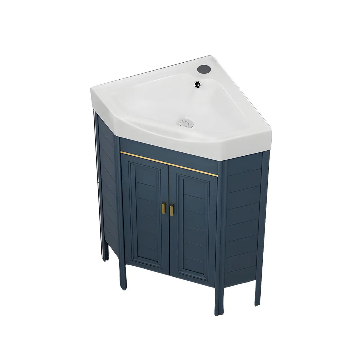 Gorgeous Sink Blue Tone Free-standing Corner Bathroom Vanity Image - 6