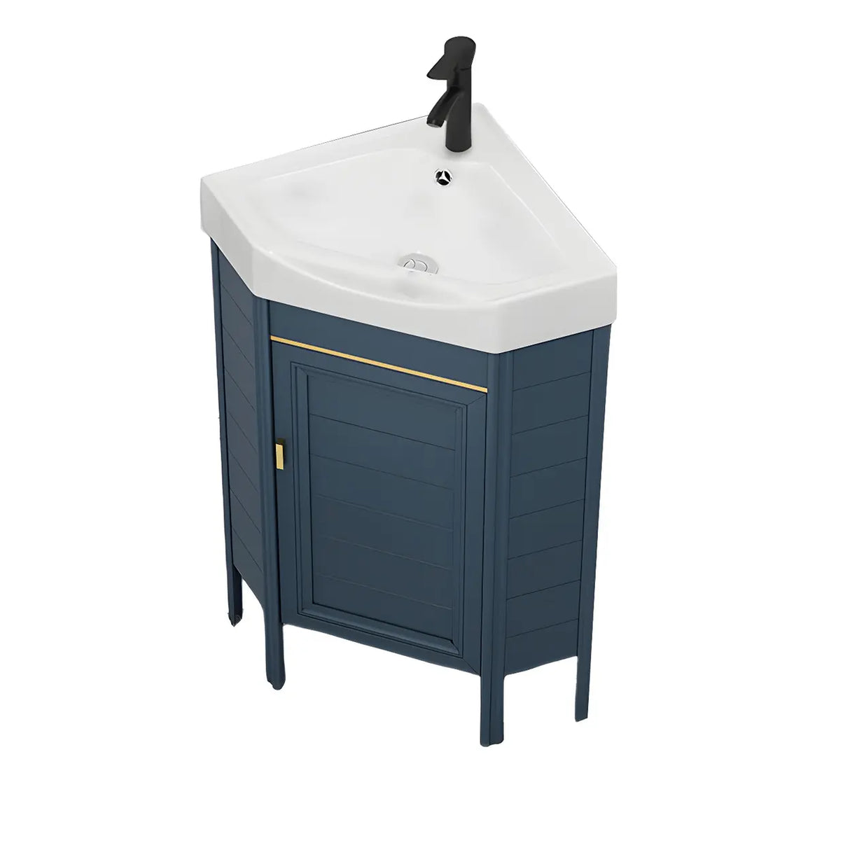Gorgeous Sink Blue Tone Free-standing Corner Bathroom Vanity Image - 9