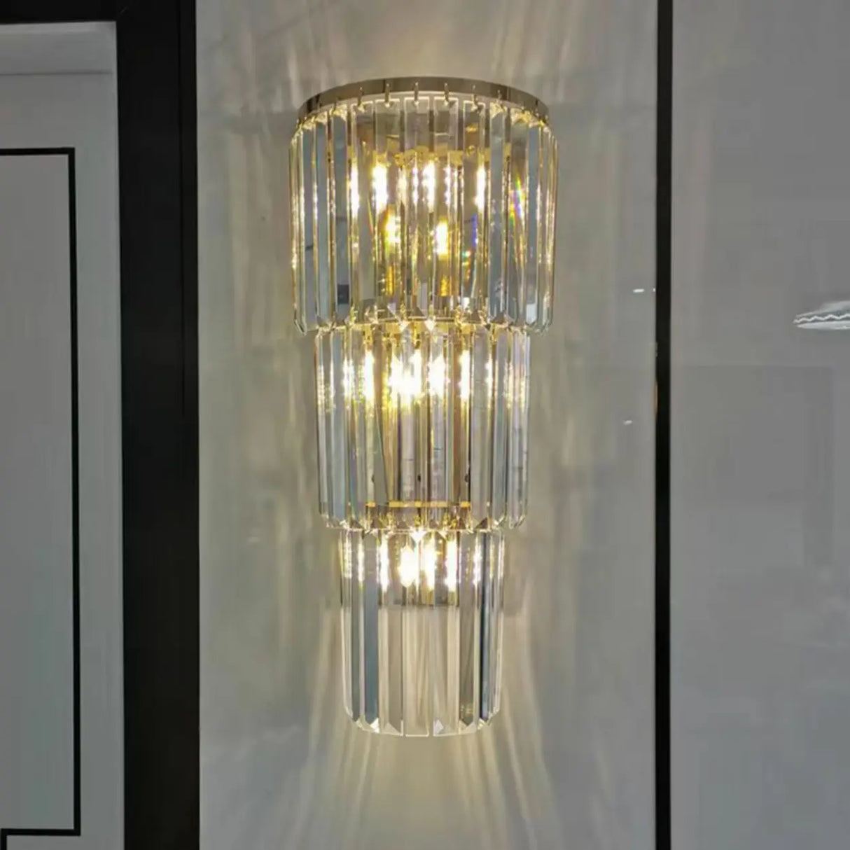 Grand Multi-Tier Design Crystal Gold Wall Sconce Image - 12
