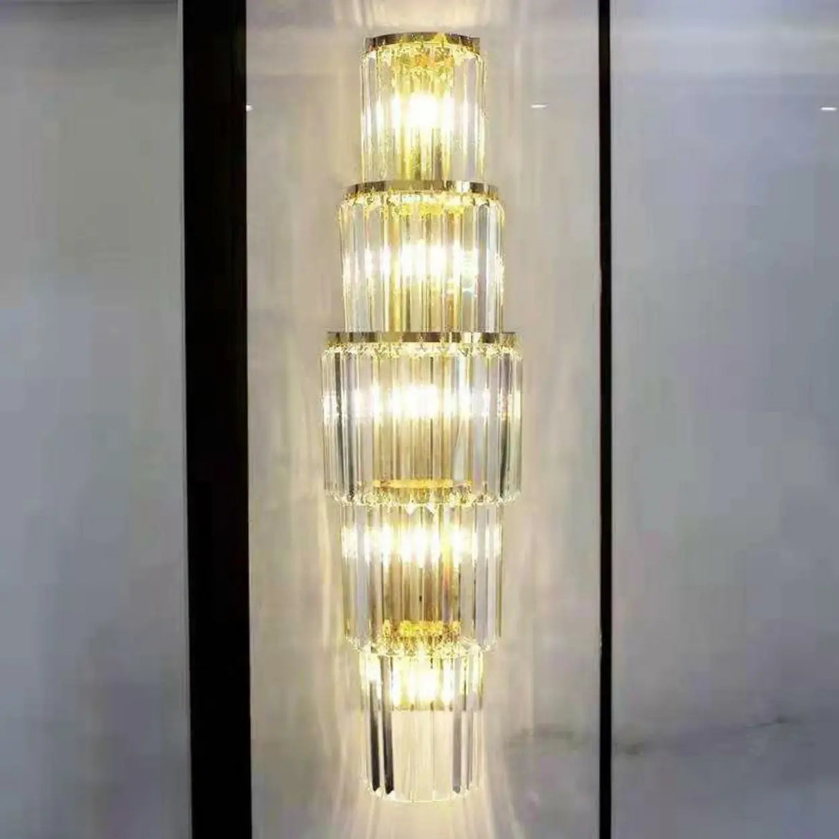Grand Multi-Tier Design Crystal Gold Wall Sconce Image - 13