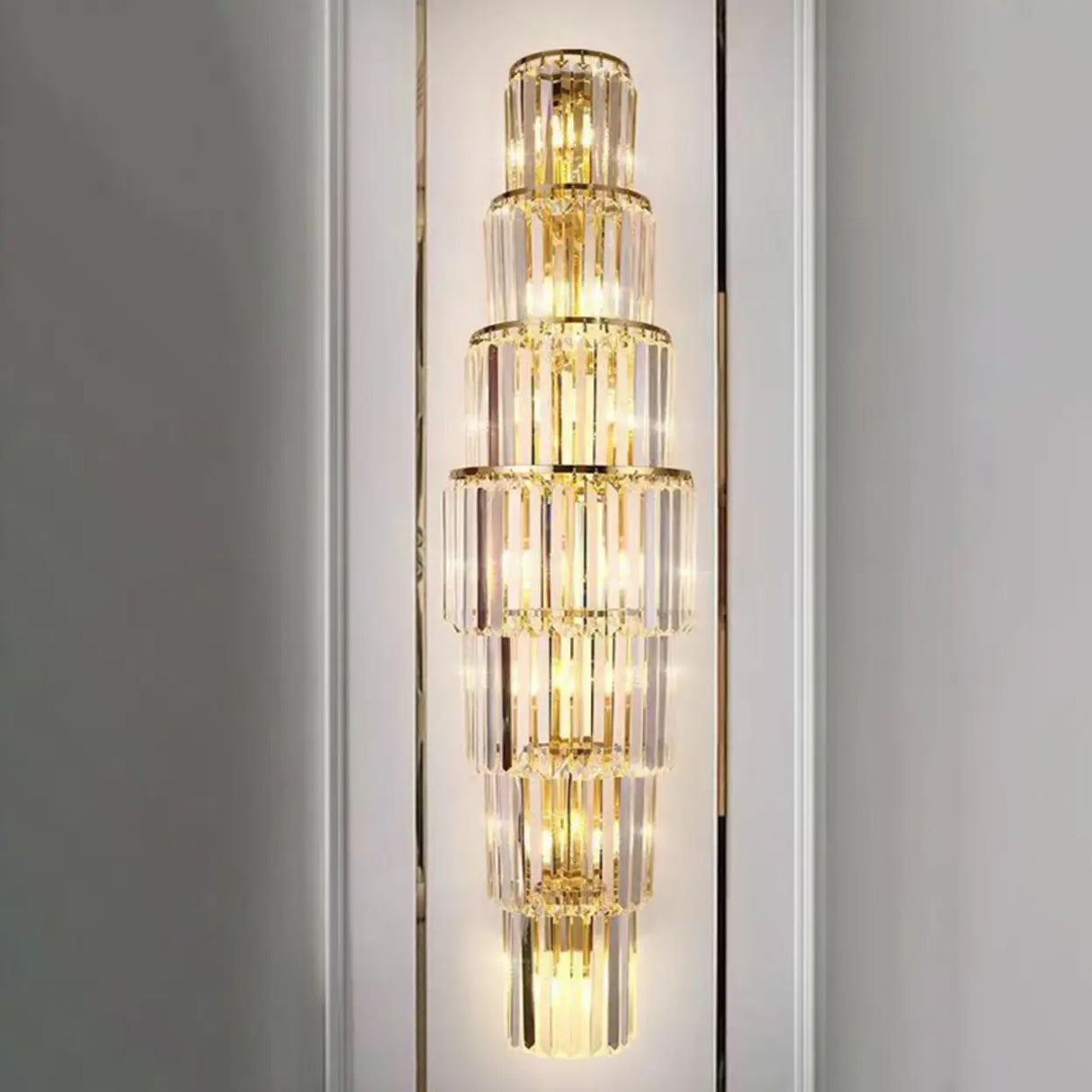 Grand Multi-Tier Design Crystal Gold Wall Sconce Image - 14