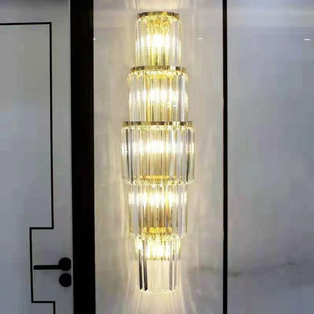 Grand Multi-Tier Design Crystal Gold Wall Sconce Image - 2