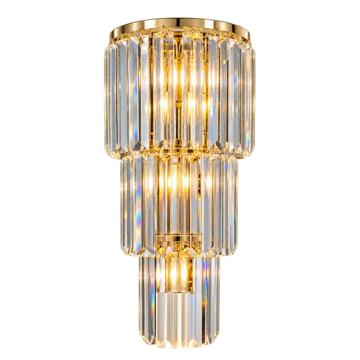 Grand Multi-Tier Design Crystal Gold Wall Sconce Image - 7