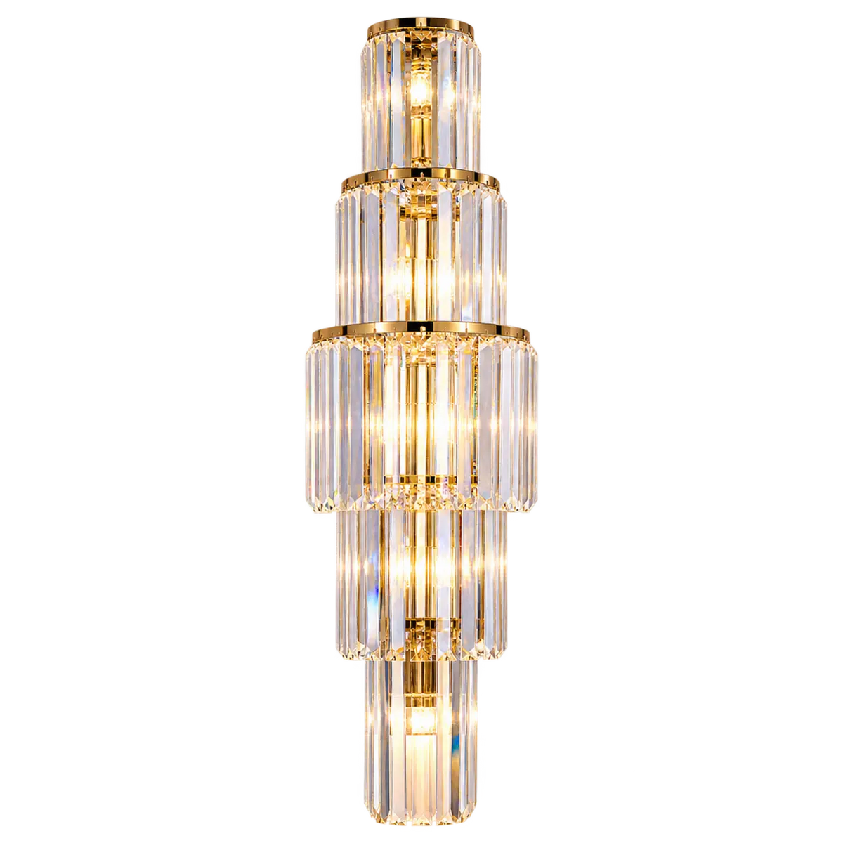 Grand Multi-Tier Design Crystal Gold Wall Sconce Image - 8